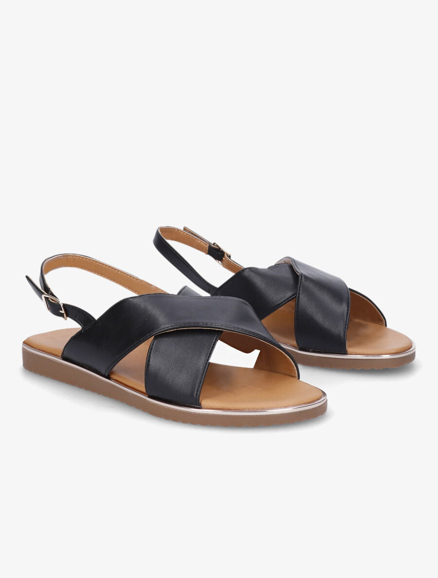 Nu-pieds croisés en simili - Noir - 4