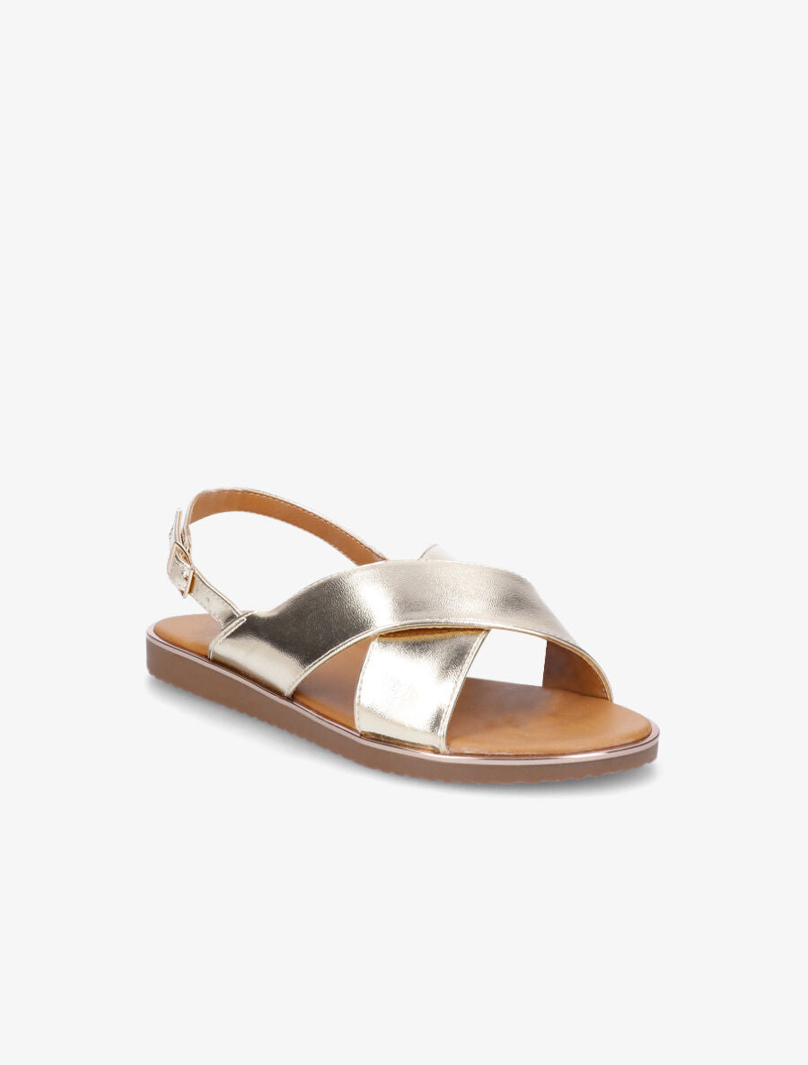 Nu-pieds croisés en simili - Or - 2