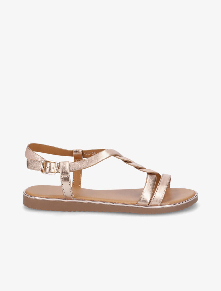 Nu-pieds en simili torsadé - Rose gold - 1