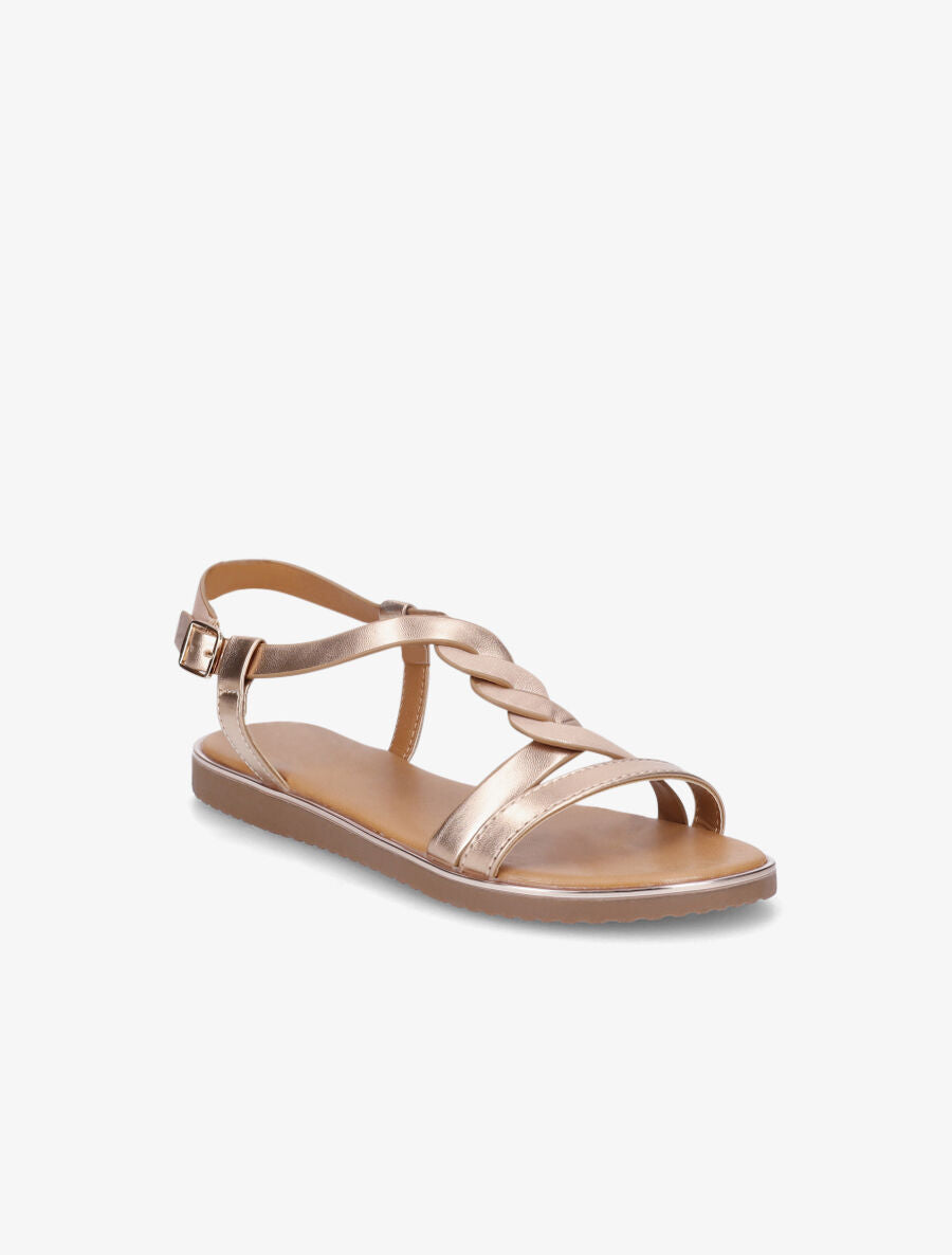 Nu-pieds en simili torsadé - Rose gold - 2