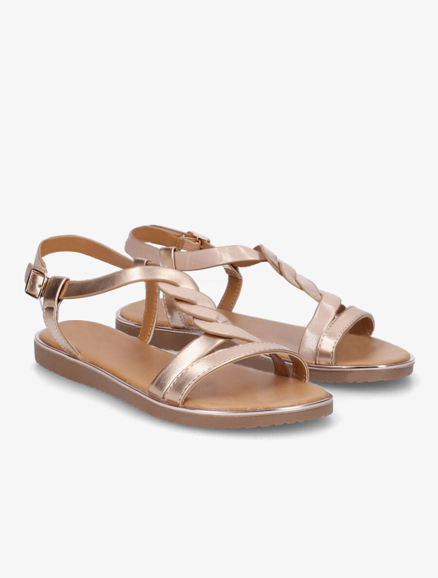 Nu-pieds en simili torsadé - Rose gold - 4
