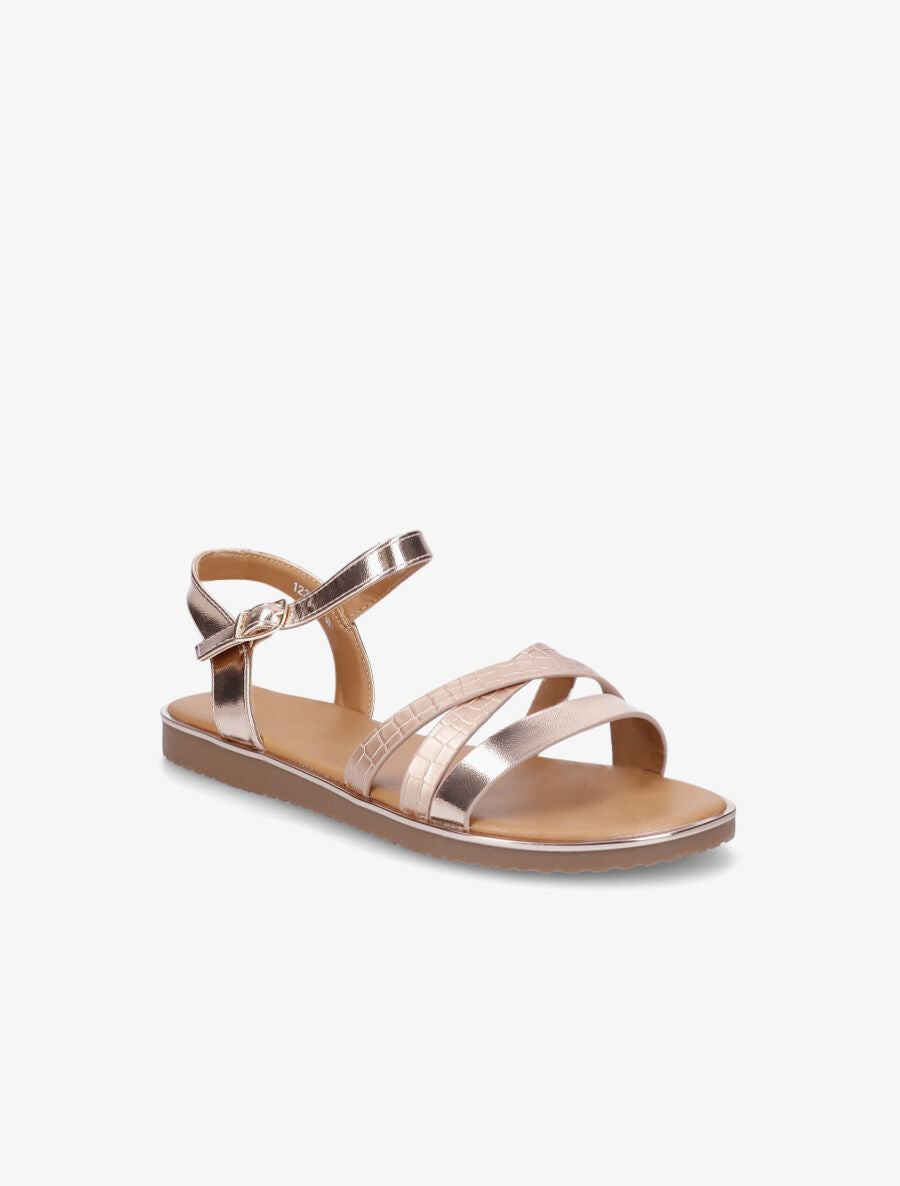 Nu-pieds croco irisés - Rose gold - 2