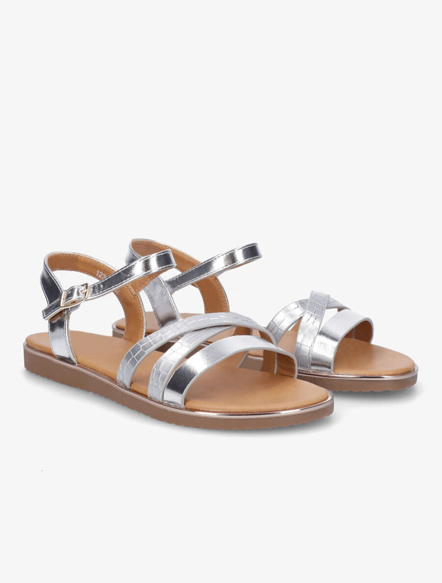 Nu-pieds croco irisés - Argent - 4