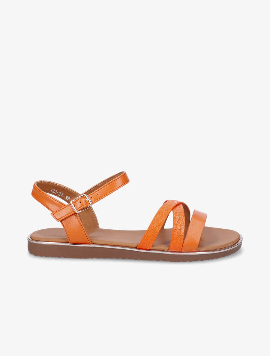 Nu-pieds croco irisés - Orange - 1