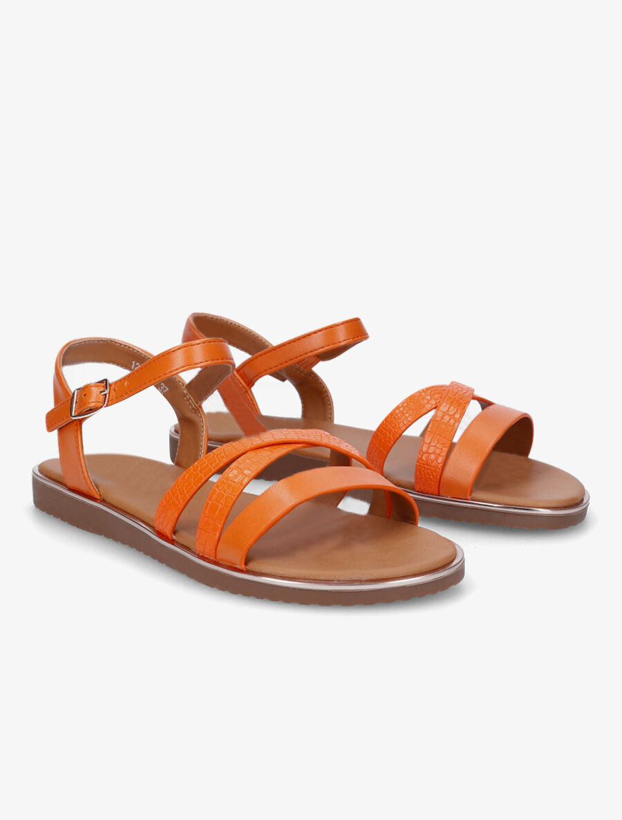 Nu-pieds croco irisés - Orange - 4