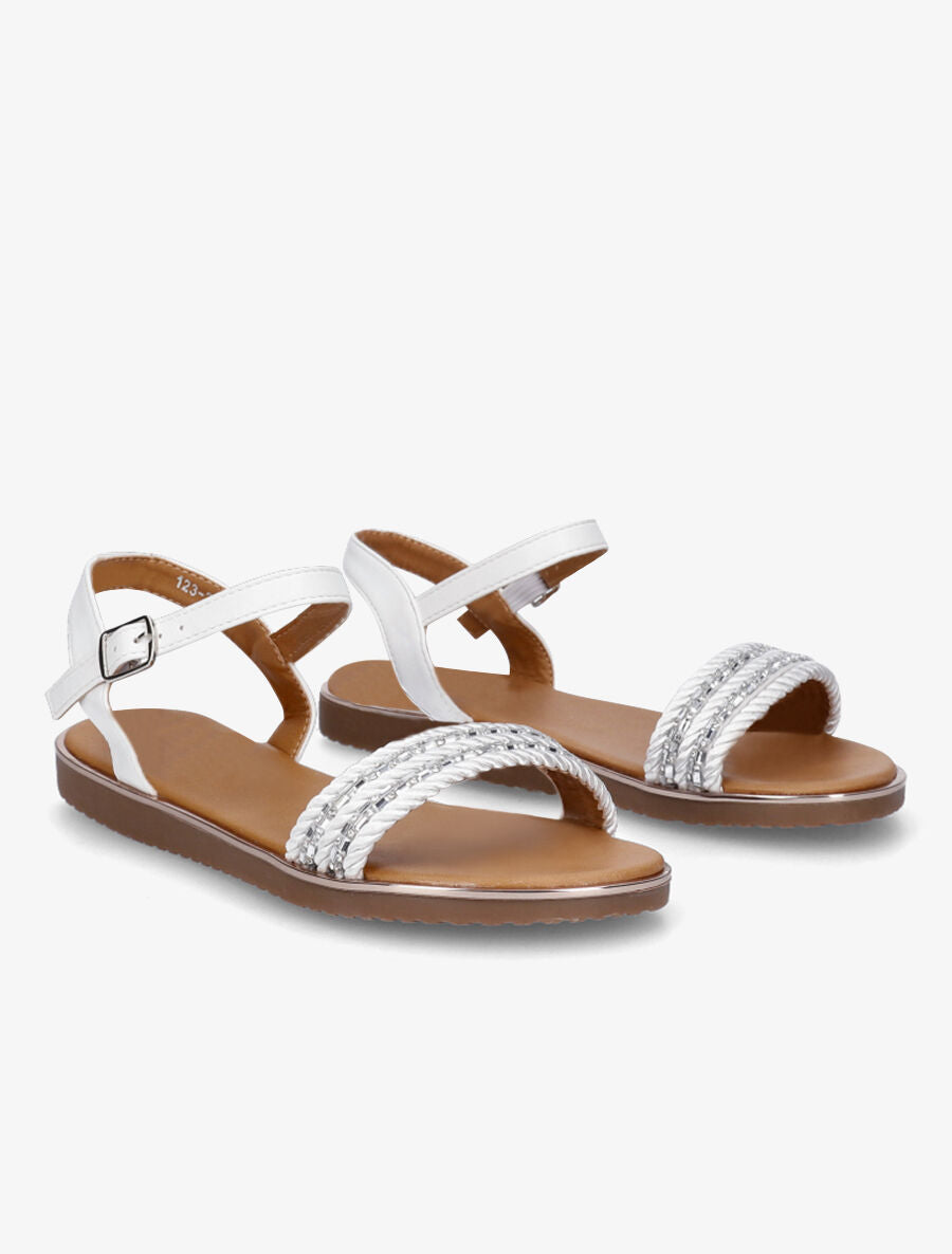 Nu-pieds à bride à strass - Blanc - 4