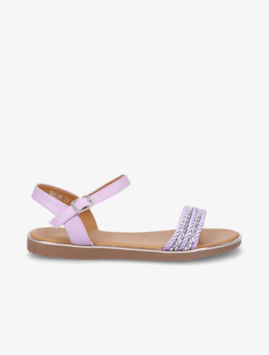 Nu-pieds à bride à strass - Lilas - 1