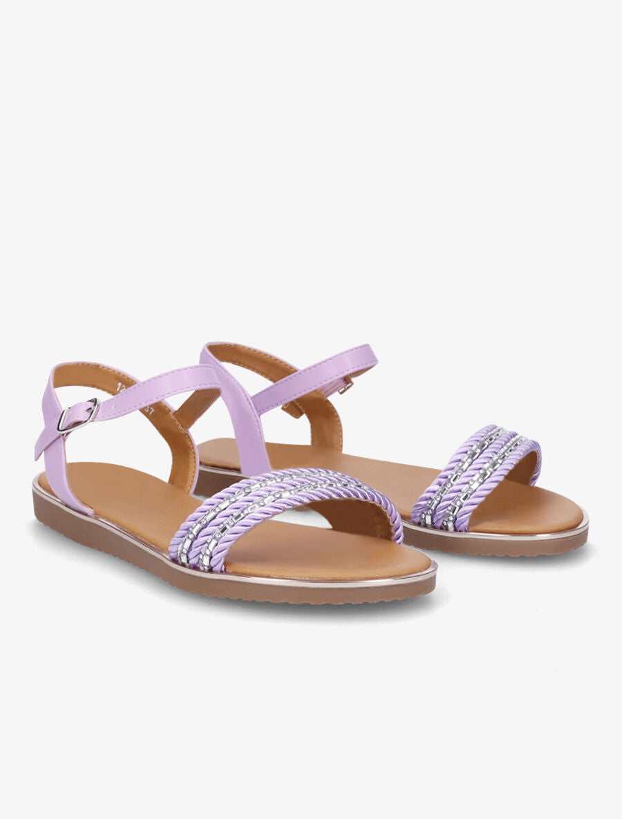 Nu-pieds à bride à strass - Lilas - 4