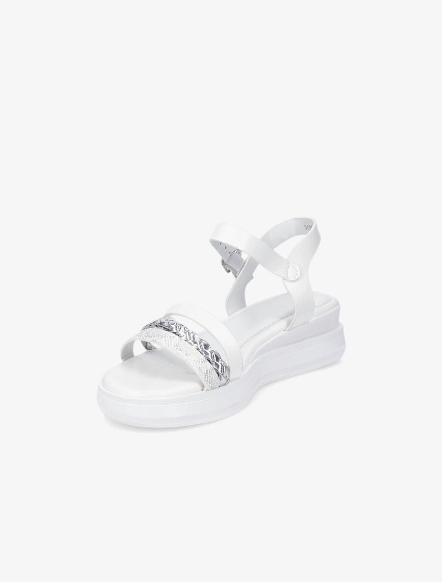 Sandales compensées triple brides fantaisies - Blanc - 3