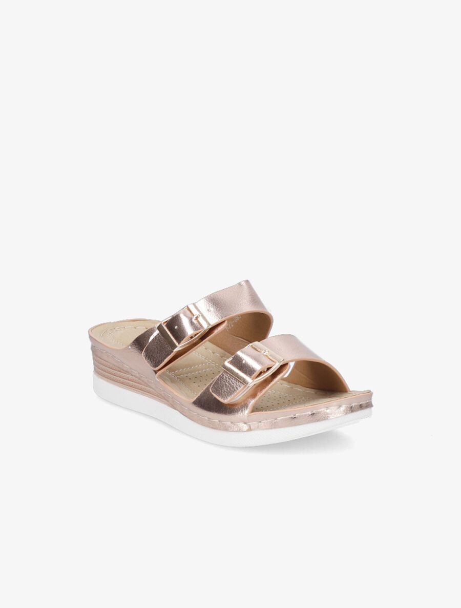 Mules à double boucles carrées - Rose gold - 2