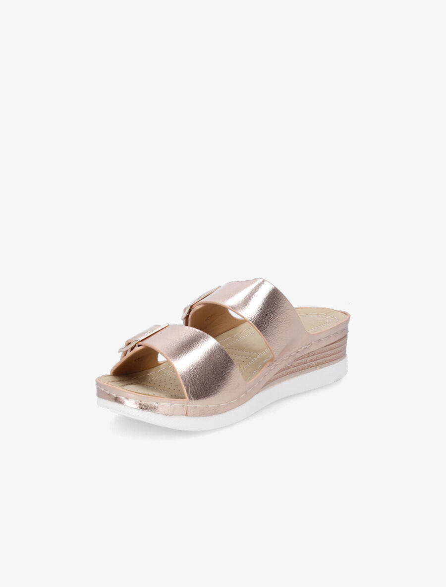 Mules à double boucles carrées - Rose gold - 3