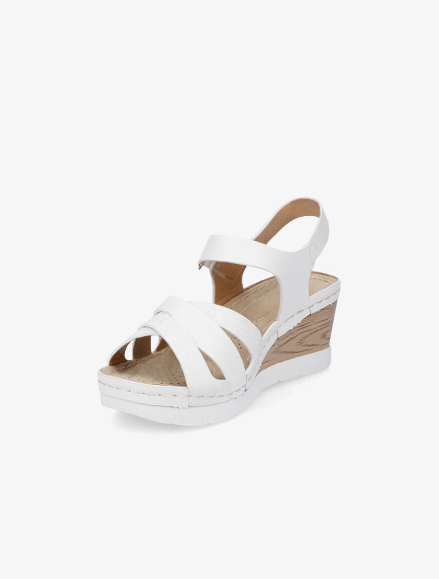 Sandales compensées effet bois - Blanc - 3