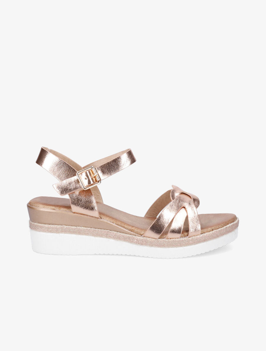 Sandales compensées bride tressée - Rose gold - 5