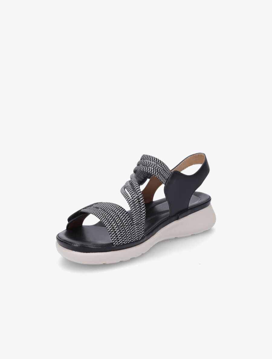 Sandales à scratch et brides élastiquées - Noir - 3