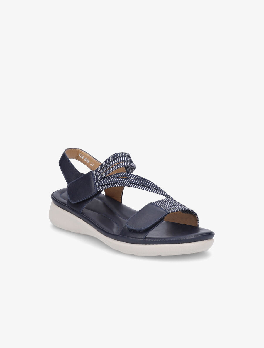 Sandales à scratch et brides élastiquées - Marine - 2