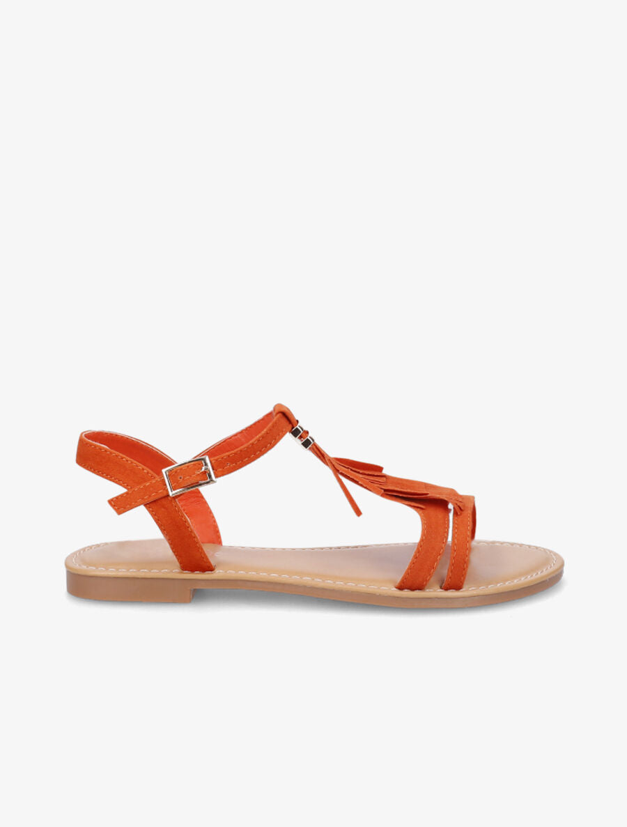 Nu-pieds en suédine à franges - Orange - 5