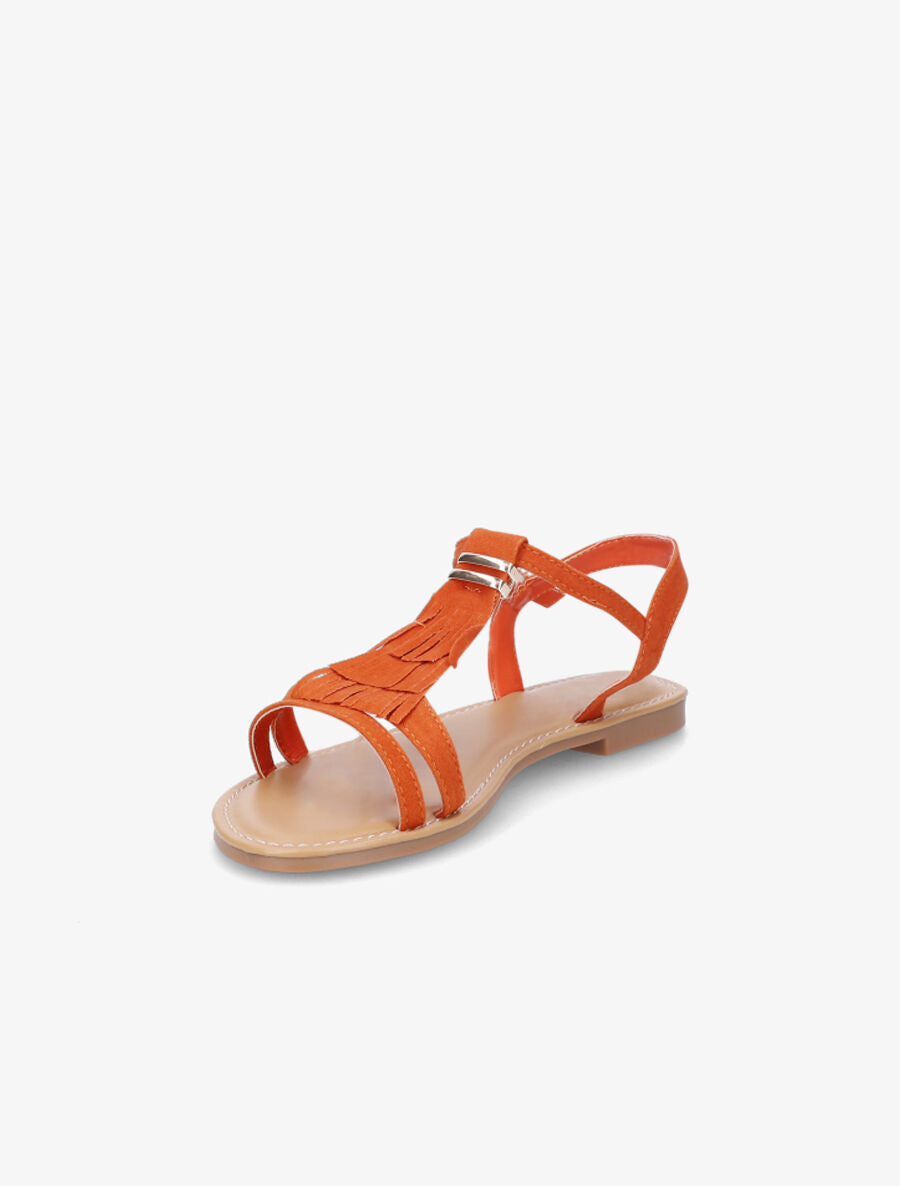Nu-pieds en suédine à franges - Orange - 3