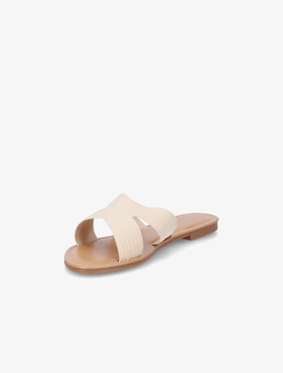 Mules plates en tissu effet torsadé - Beige - 3