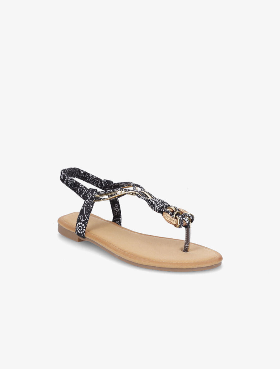 Nu-pieds à détail perles et contrefort élastiqué - Noir - 2