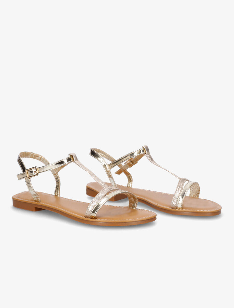 Nu-pieds à bride en T - Or - 5
