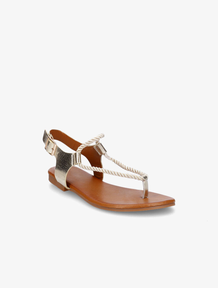 Nu-pieds lanières en corde - Or - 2