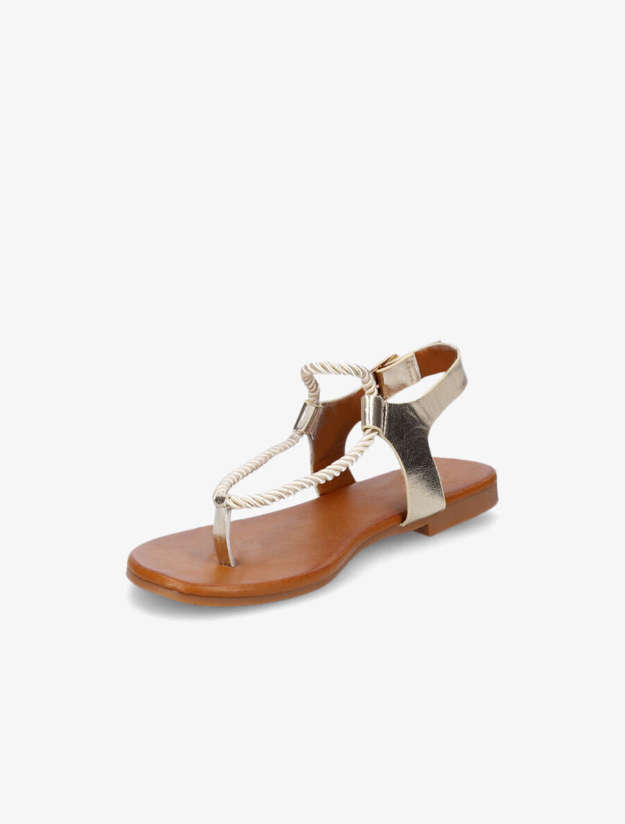 Nu-pieds lanières en corde - Or - 3