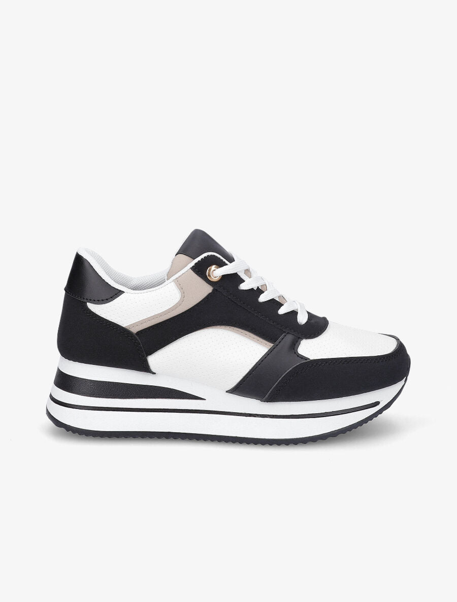 Sneakers en simili perforés - Noir - 1