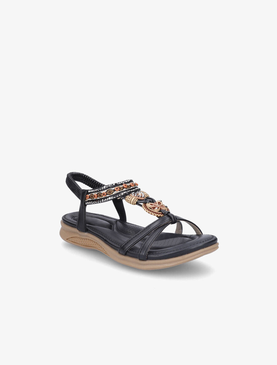 Nu-pieds brodés à strass - Noir - 2