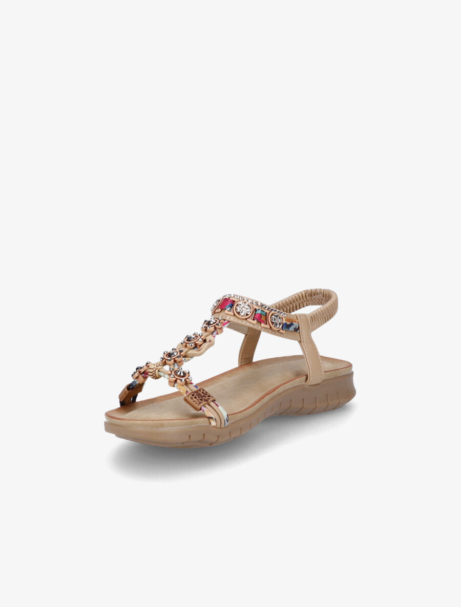 Nu-pieds fleurs en strass - Beige - 3