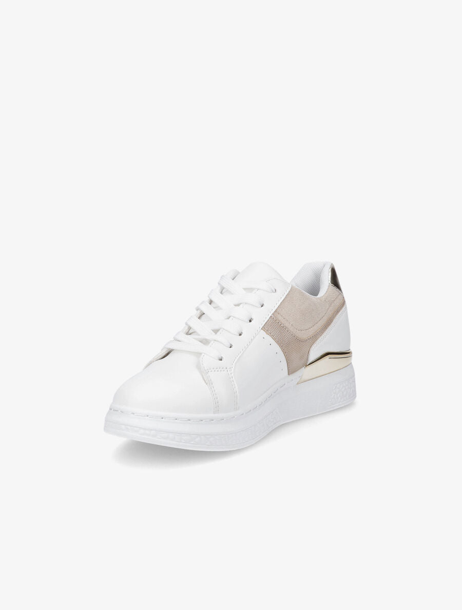 Sneakers à bandes irisées et semelle à détail métallique - Beige - 3