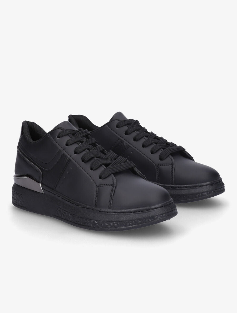 Sneakers à bandes irisées et semelle à détail métallique - Noir - 4