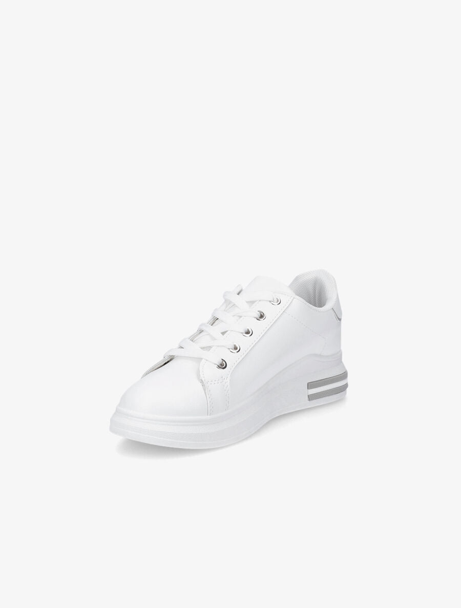 Sneakers en simili à bandes irisées - Blanc - 3