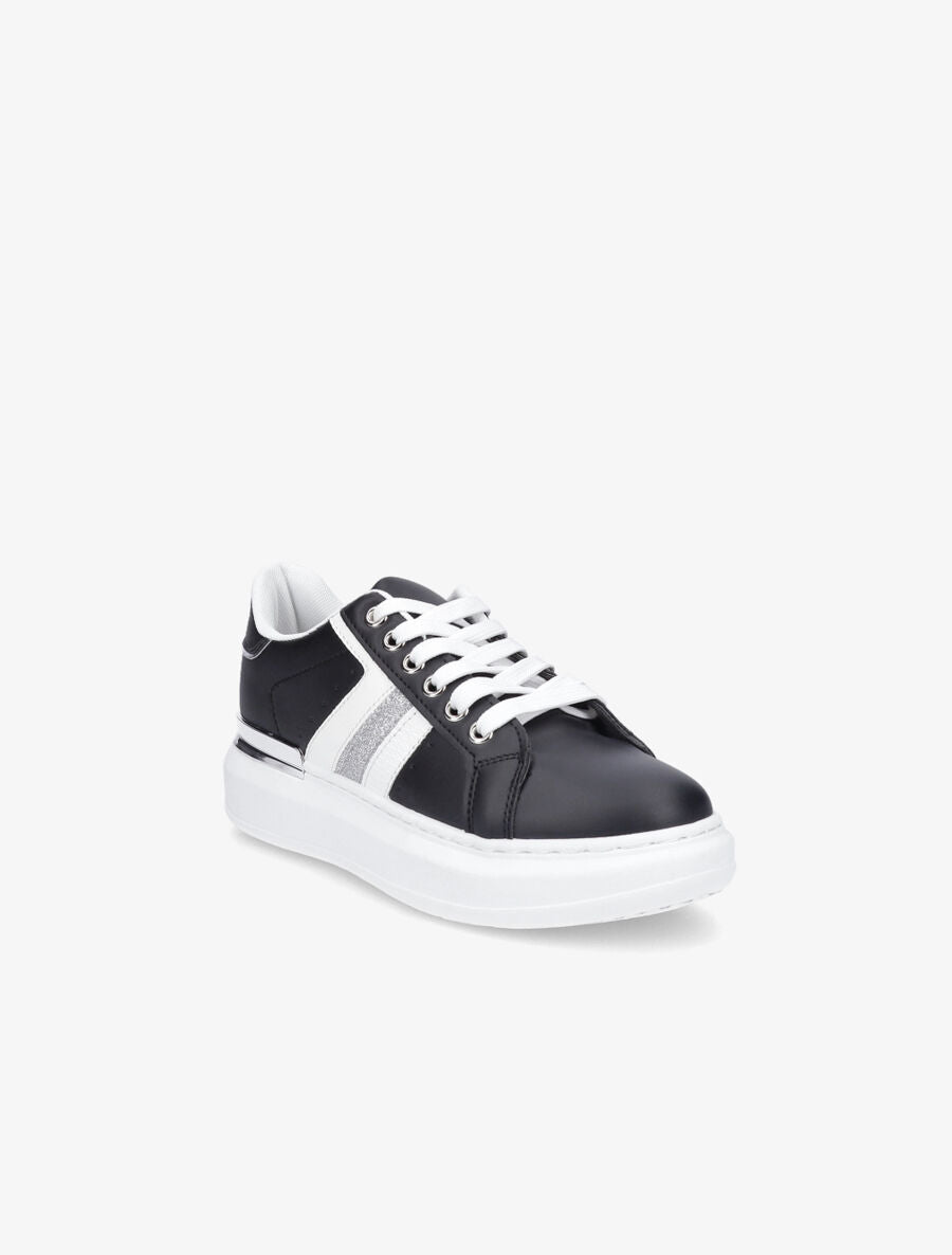 Sneakers à bandes irisées et détail métallique - Noir - 2