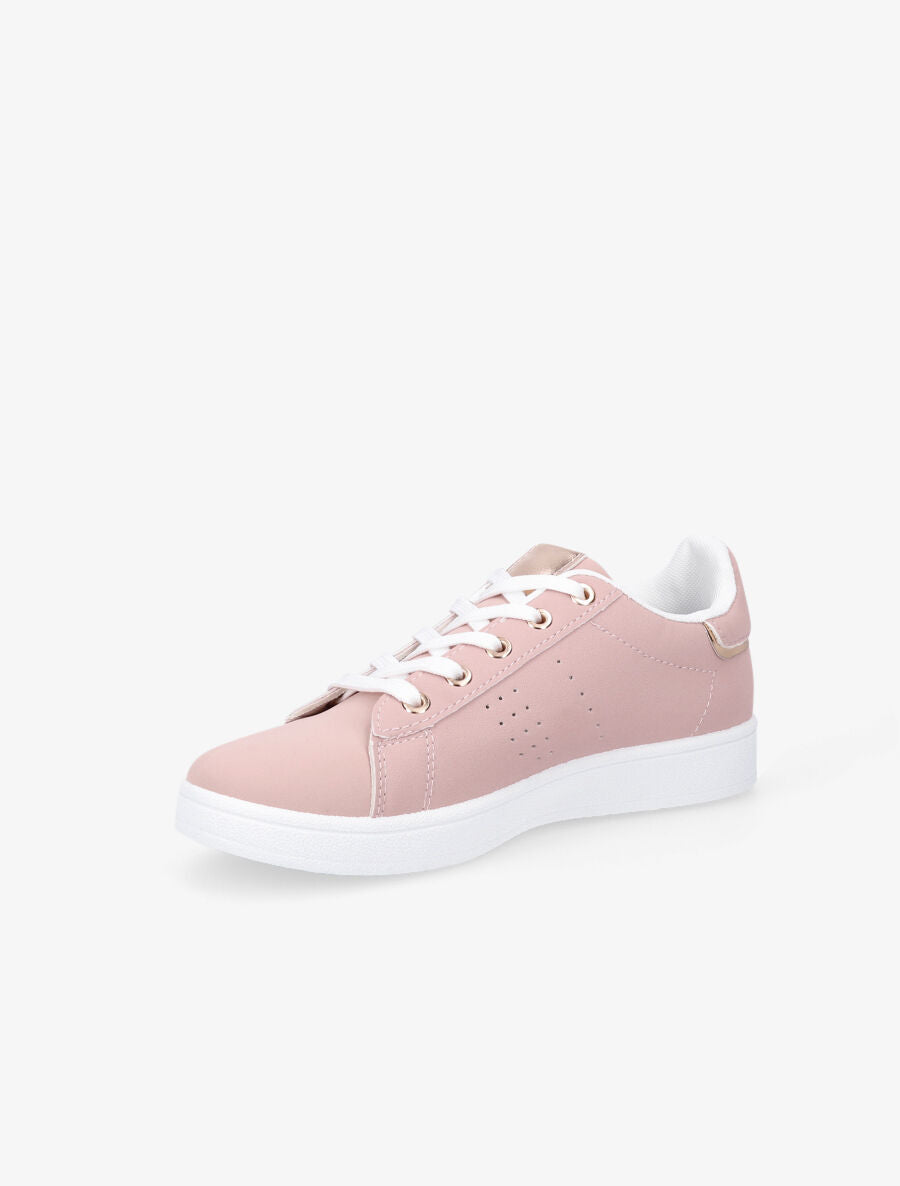 Sneakers en simili effet grainé - Rose - 3