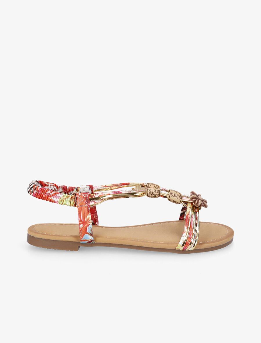 Nu-pieds à perles et en tissu satiné - Rouge - 2