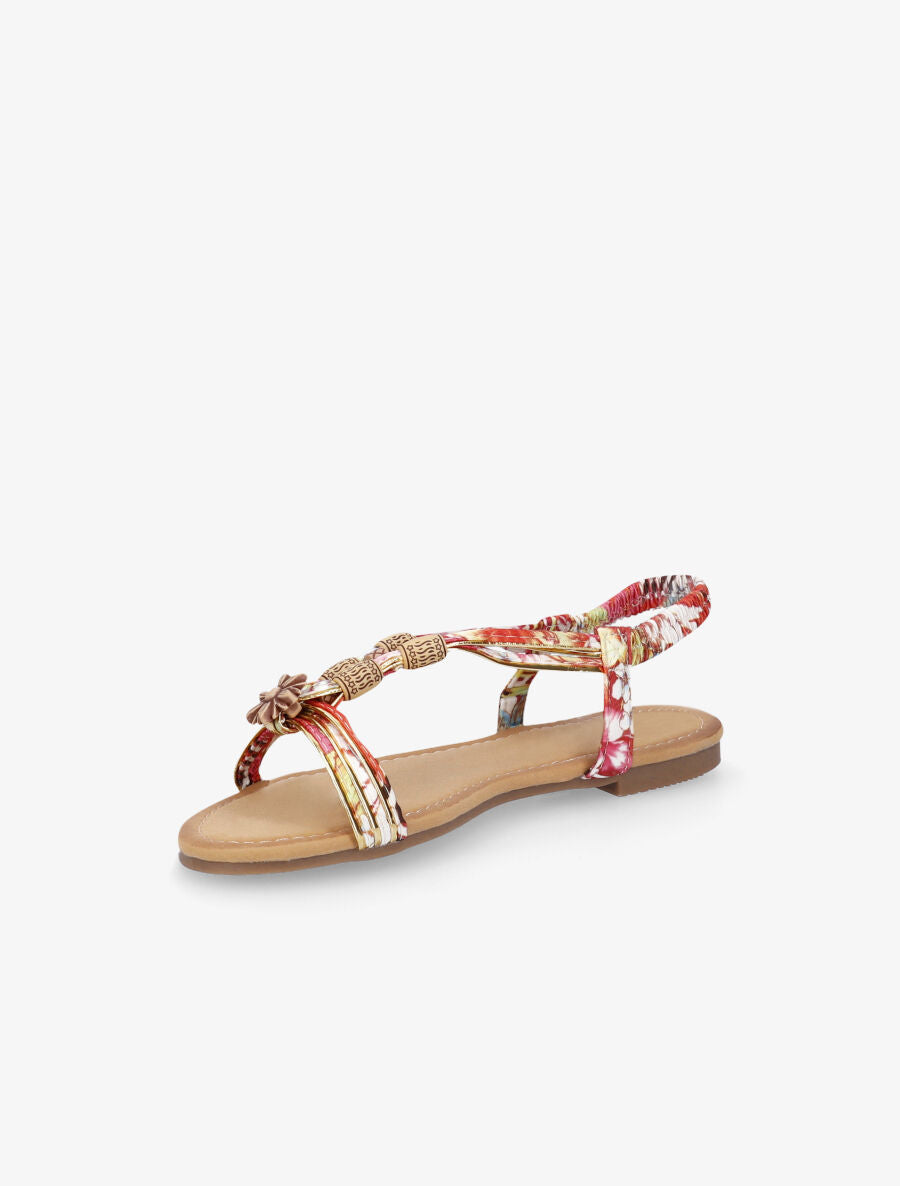 Nu-pieds à perles et en tissu satiné - Rouge - 4
