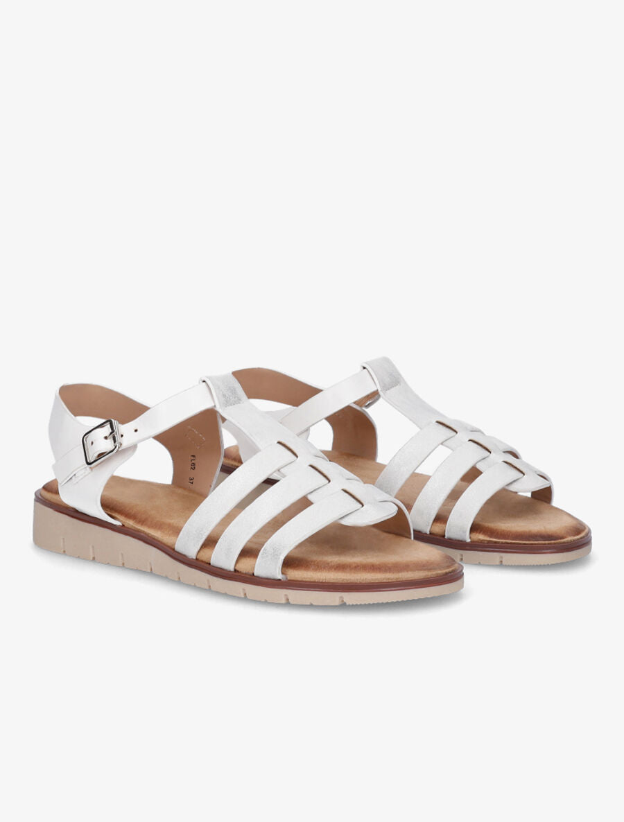 Nu-pieds style spartiates en simili - Blanc - 4