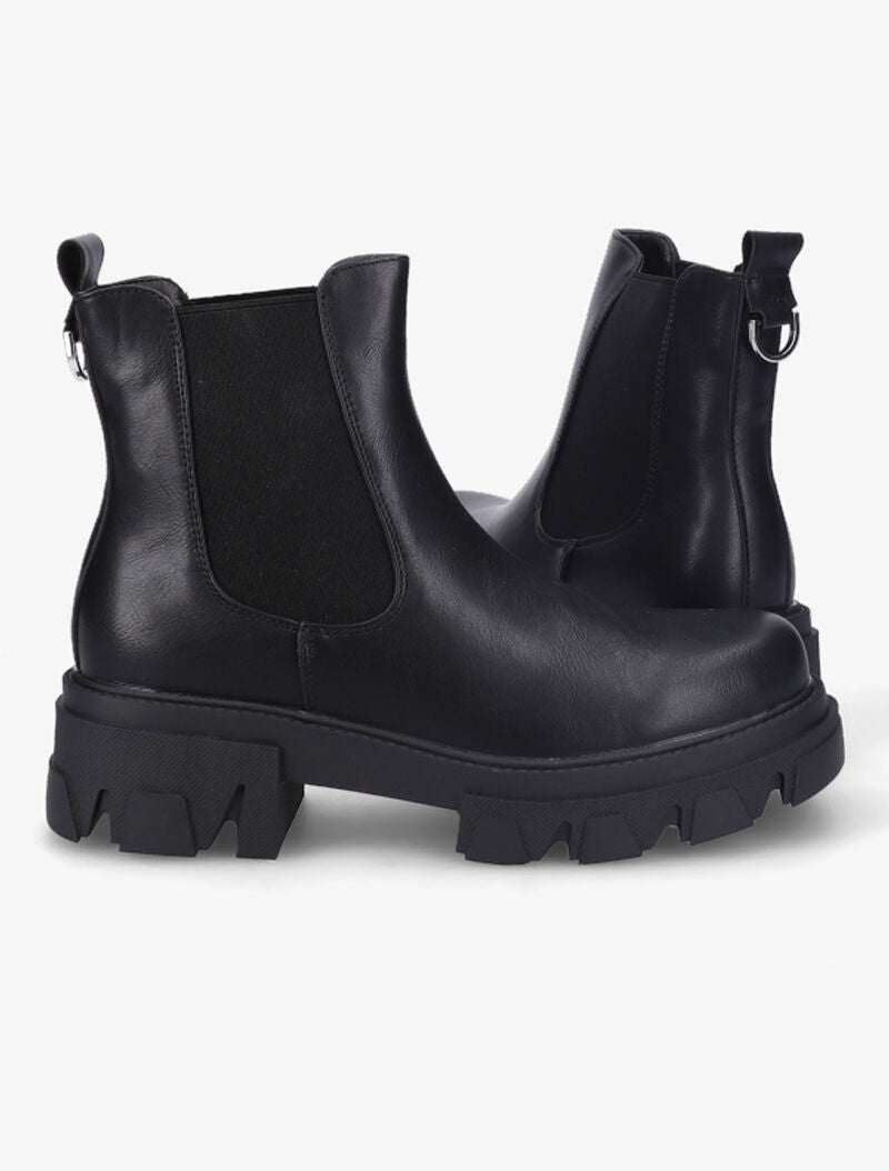 Chelsea boots à bout rond et anneau métallique - Noir - 5