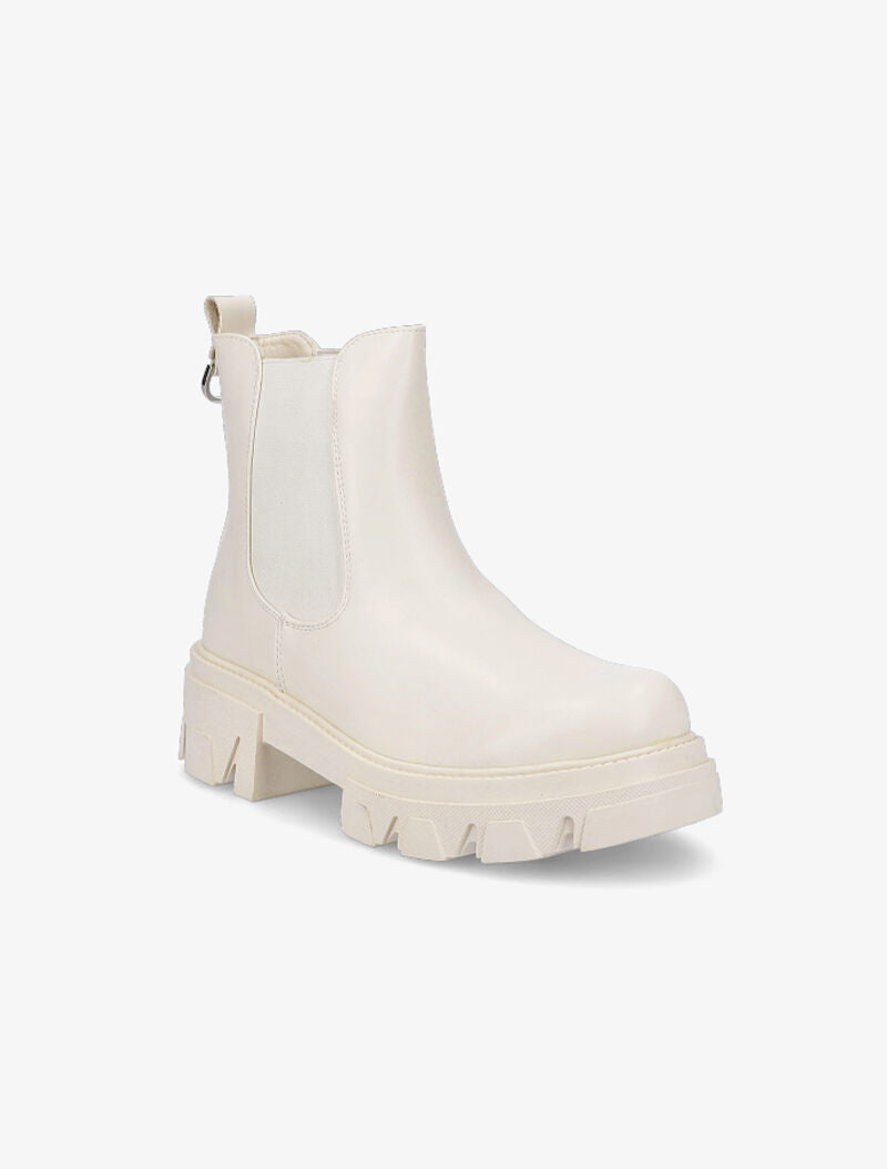 Chelsea boots à bout rond et anneau métallique - Beige - 3