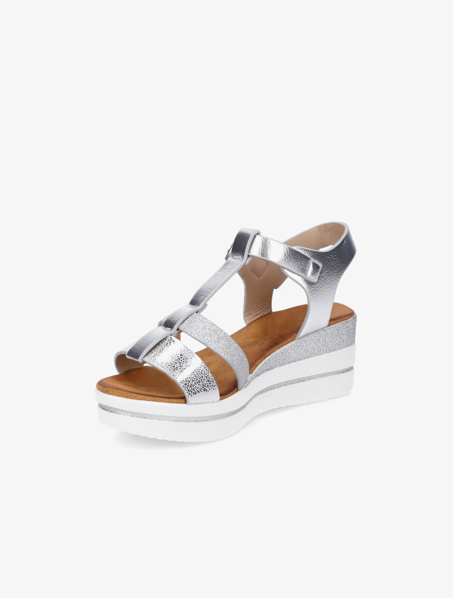 Sandales compensées à paillettes - Argent - 3