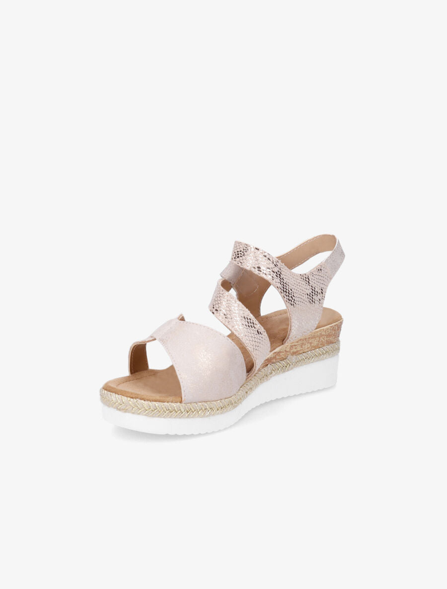 Sandales compensées effet python - Rose gold - 3