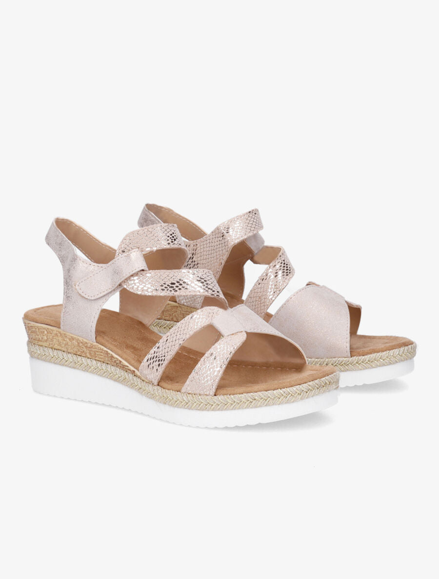 Sandales compensées effet python - Rose gold - 4