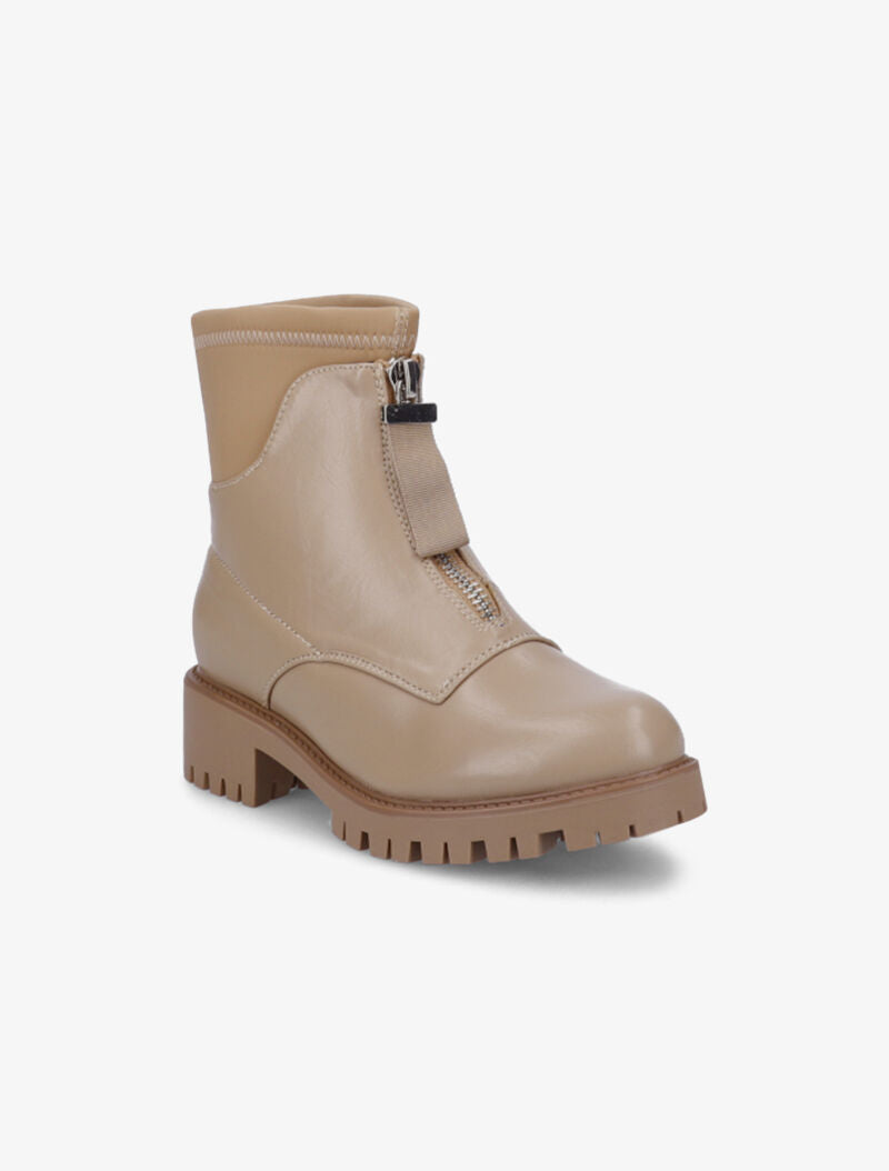 Bottines bi-matière à fermeture zip - Taupe - 3