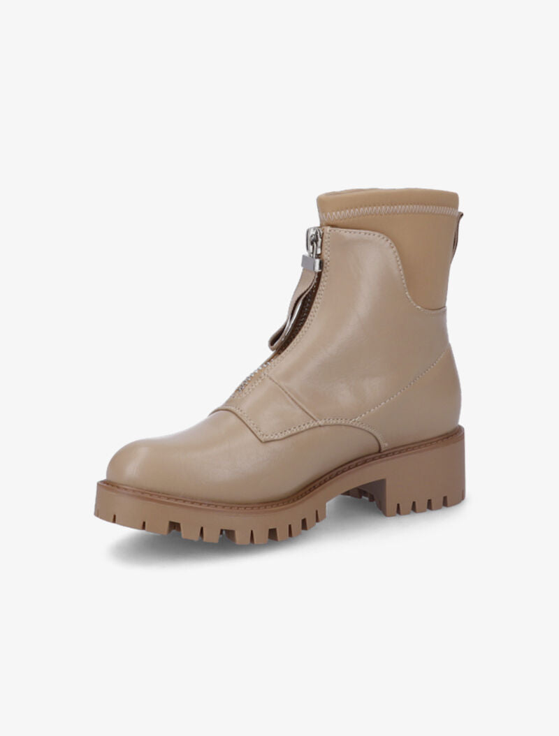 Bottines bi-matière à fermeture zip - Taupe - 4