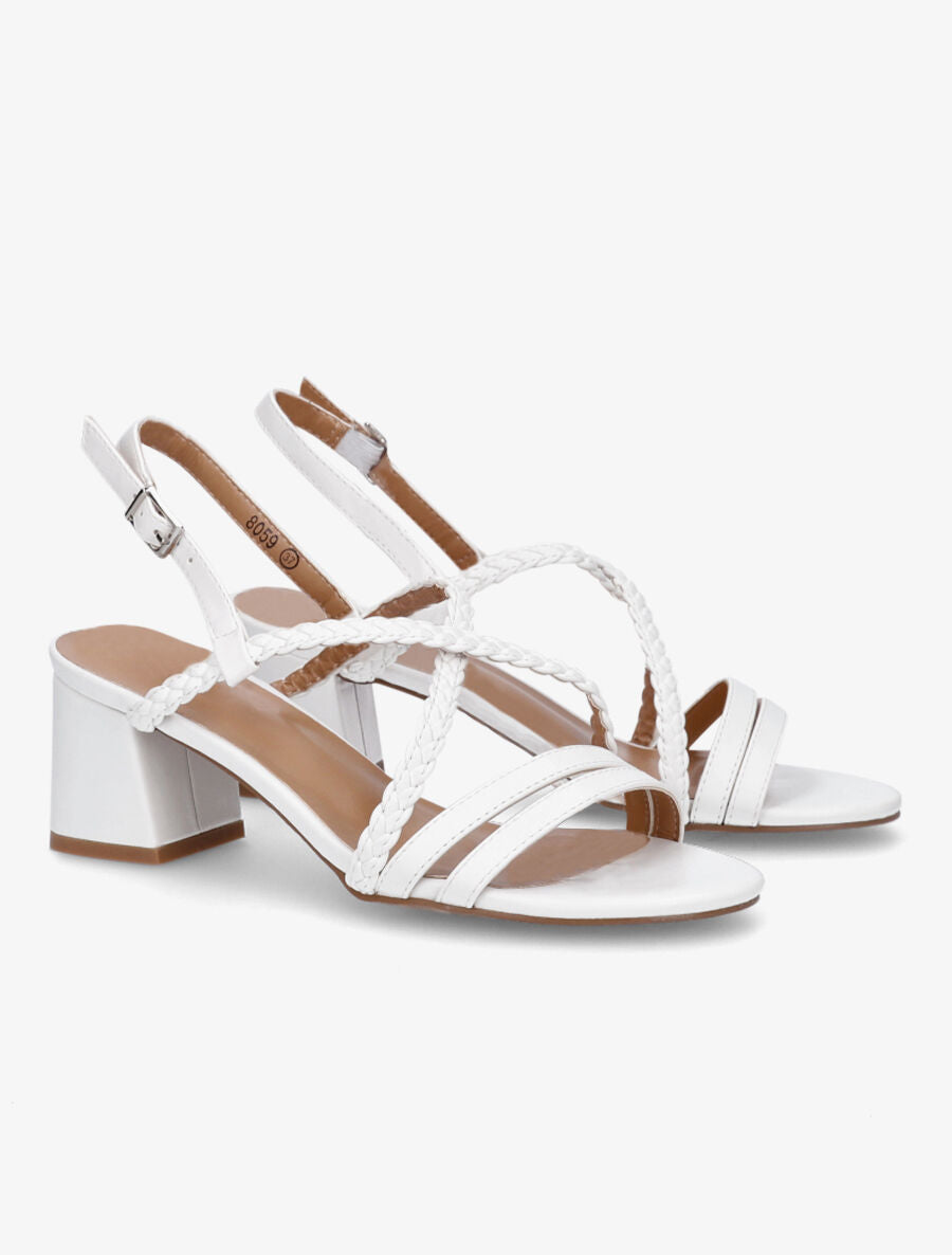 Sandales unies à brides tressées - Blanc - 4