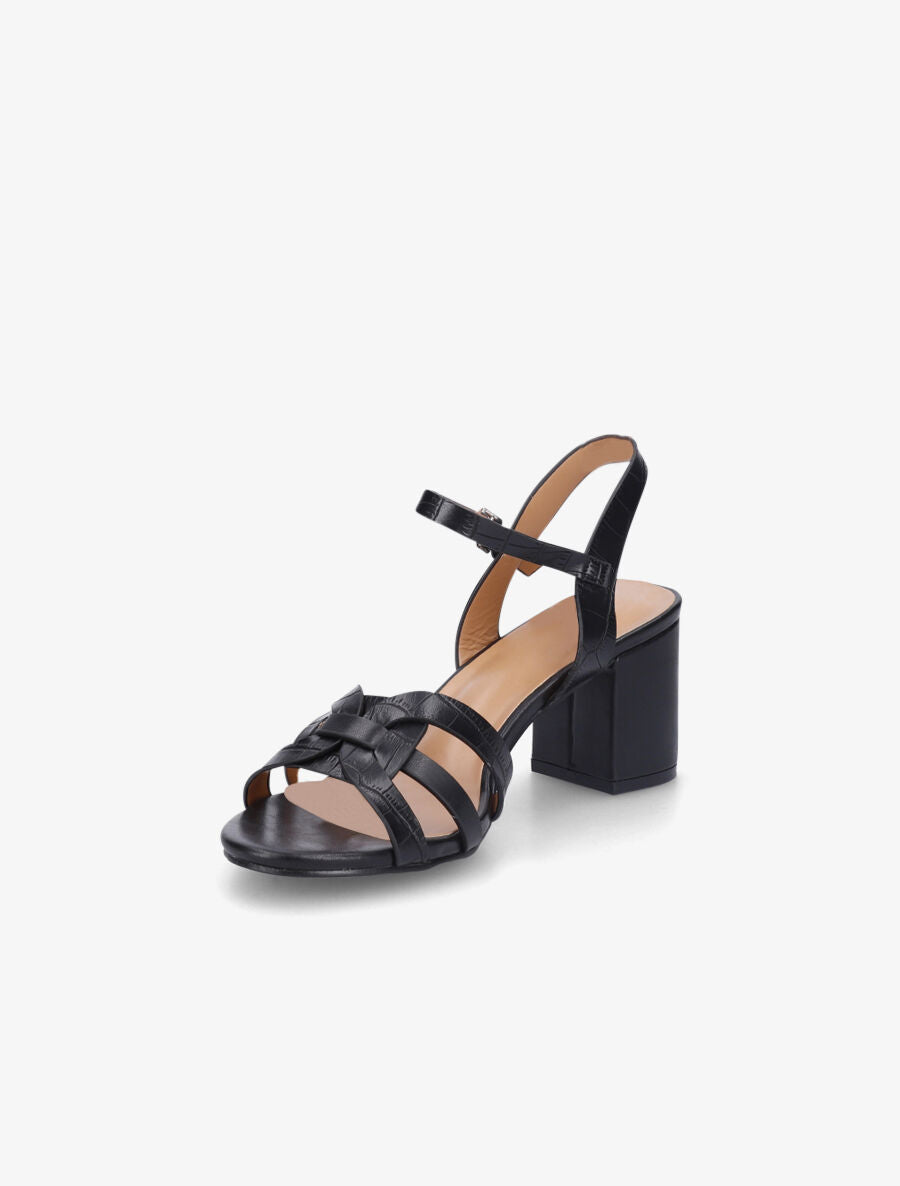 Sandales en simili effet croco - Noir - 3