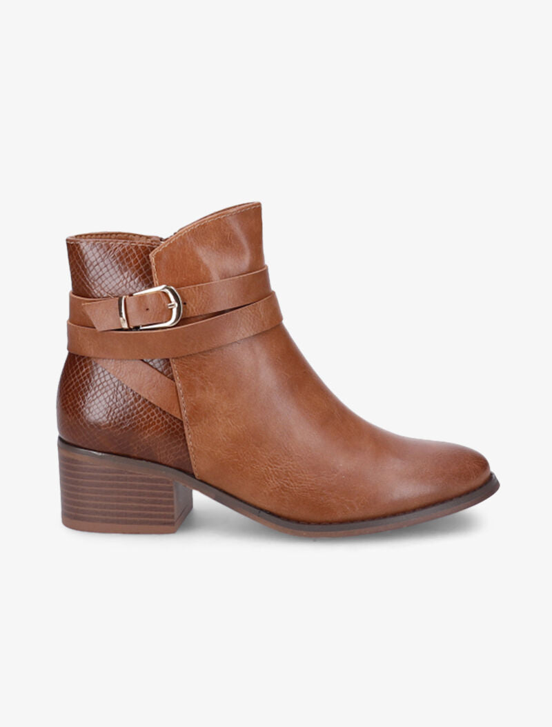 Bottines à contrefort effet écailles - Camel - 2