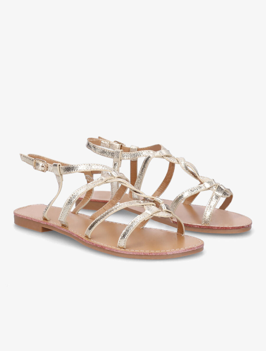 Nu-pieds tressés en simili - Or - 4