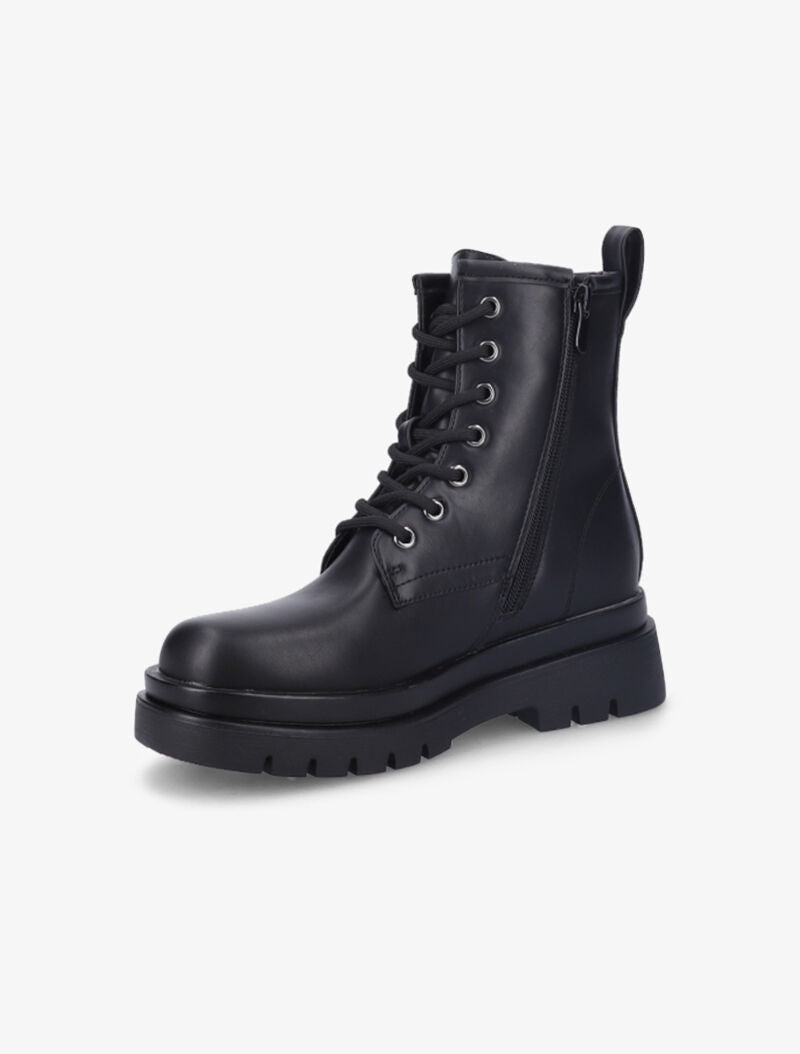 Bottines à lacets et plateforme - Noir - 4