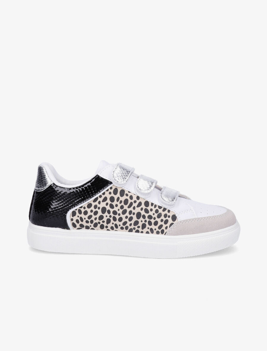 Sneakers bi-matière à imprimé léopard - Beige - 5